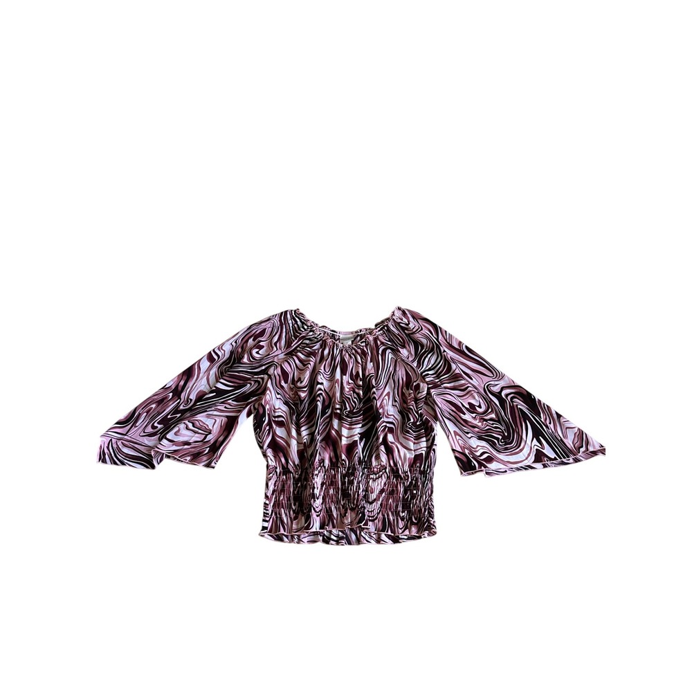 Y2K Fashion Bug Smocked Blouse Plus Size Womens 1X Whimsigoth Fairy Swirl Boho